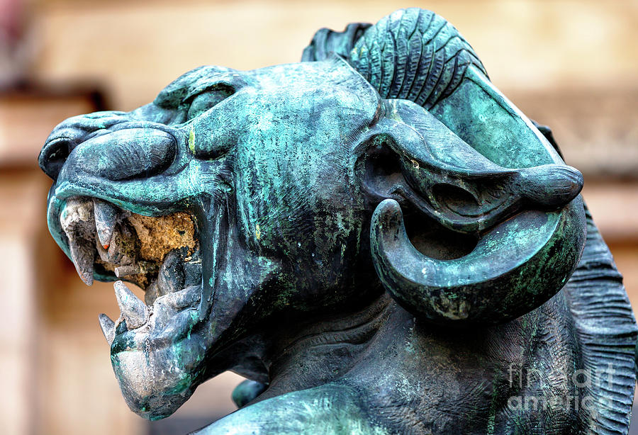 Dragon Head at Place Saint-Michel in Paris Photograph by John Rizzuto