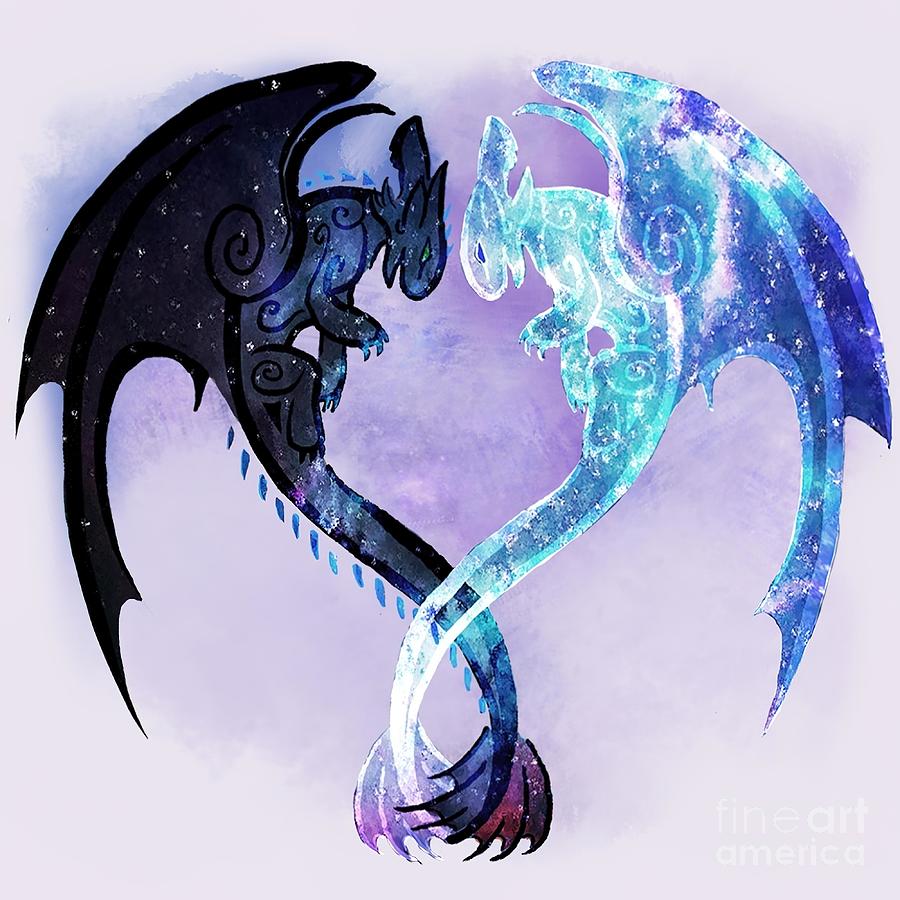 Dragon Heart Toothless and Light Fury Painting by Scott Pauline - Pixels