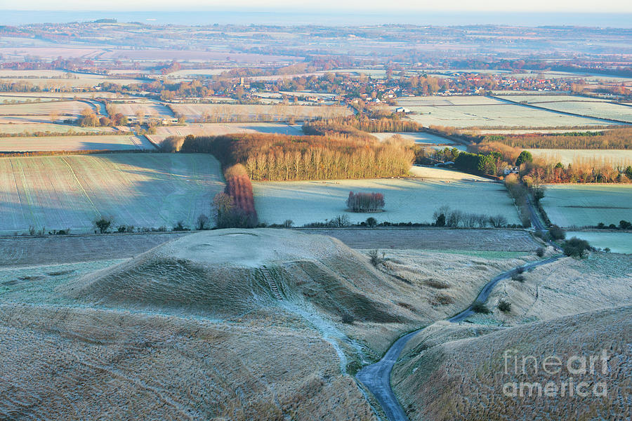 Dragon Hill at Uffington in Winter Photograph by Tim Gainey