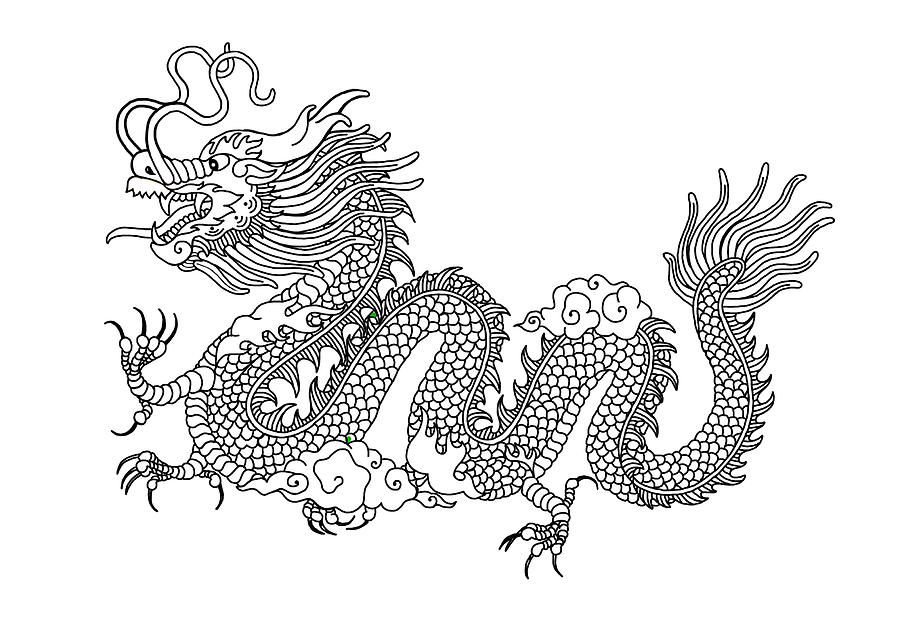Dragon Line Art Mixed Media by Anthony Seeker