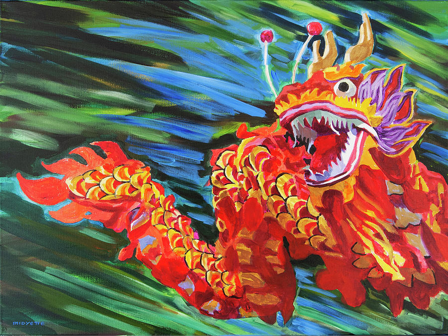 Dragon of Oriental Painting by Tommy Midyette