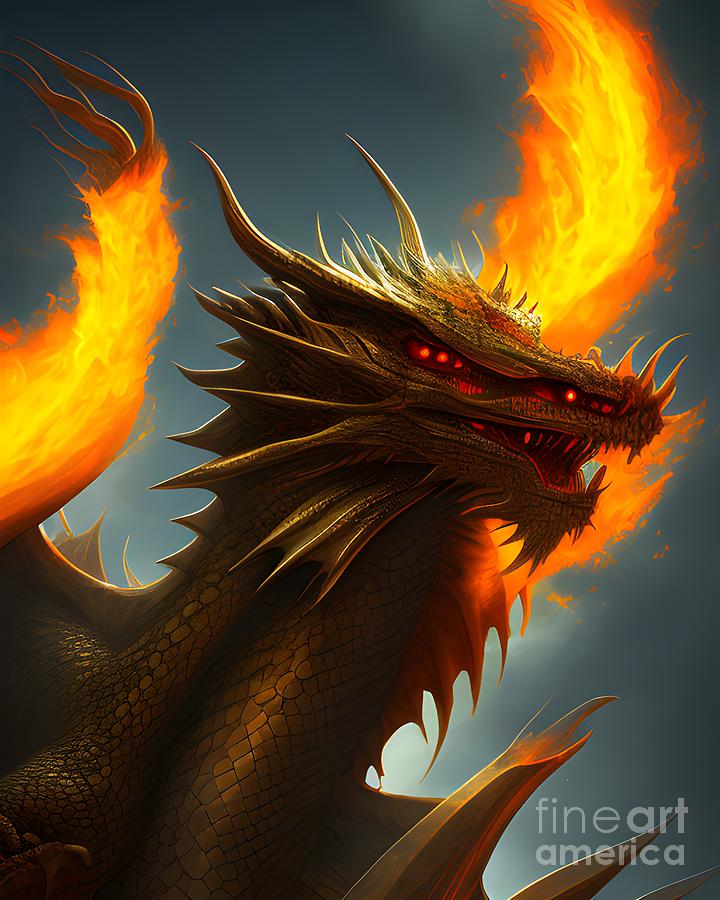 Dragon On Fire Digital Art by Claudia Zahnd-Prezioso