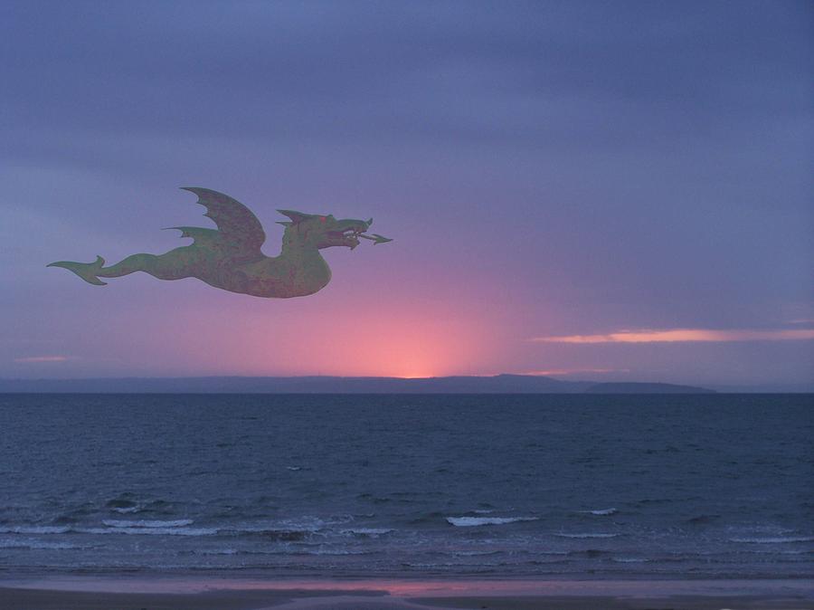 Dragon over Conwy estuary Photograph by Christopher Rowlands