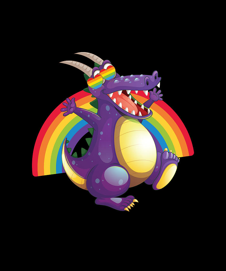 Dragon Rainbow Fantasy Digital Art by Moon Tees - Pixels