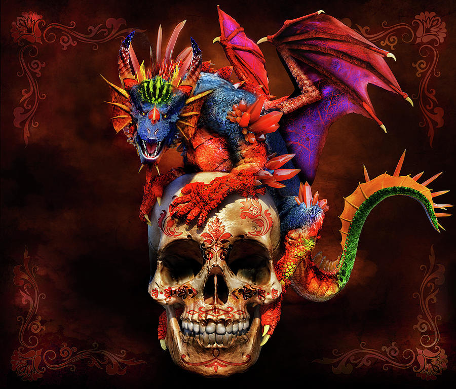 Dragon skull - Digital Fantasy art Digital Art by Stephan Grixti