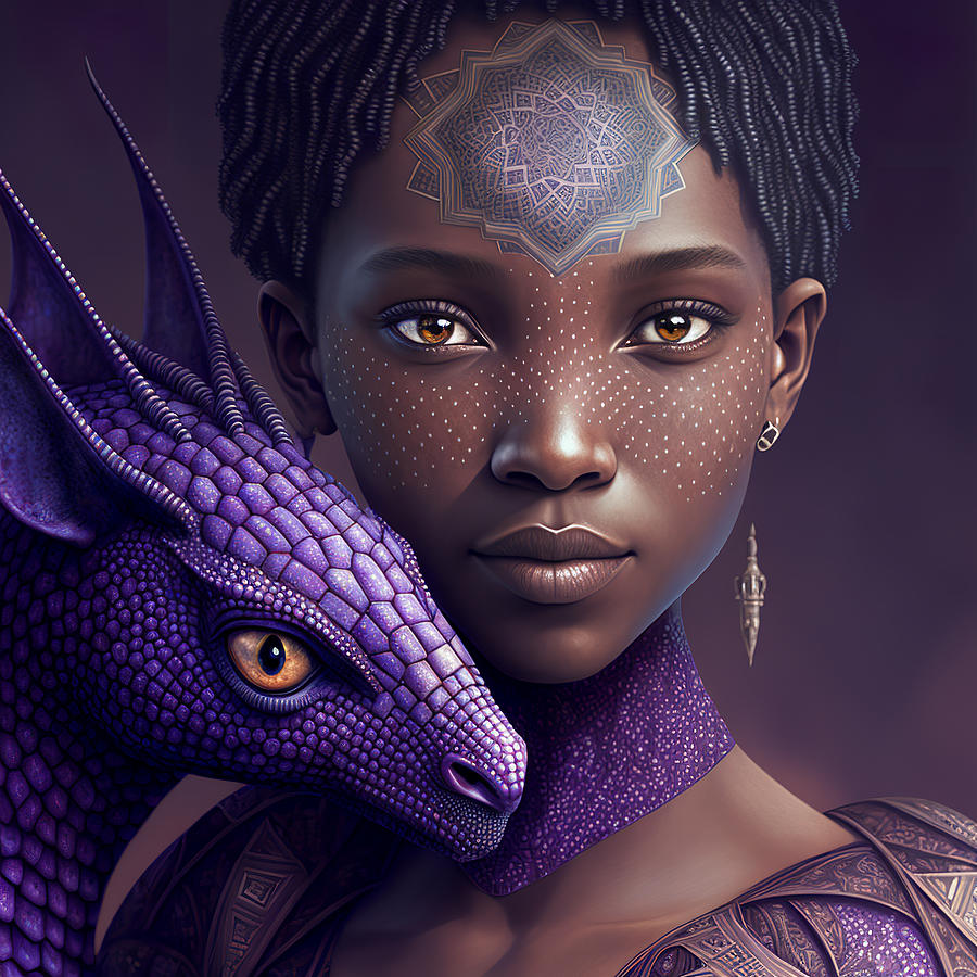 African American Digital Art - Dragon Tamer  by Nikala Asante