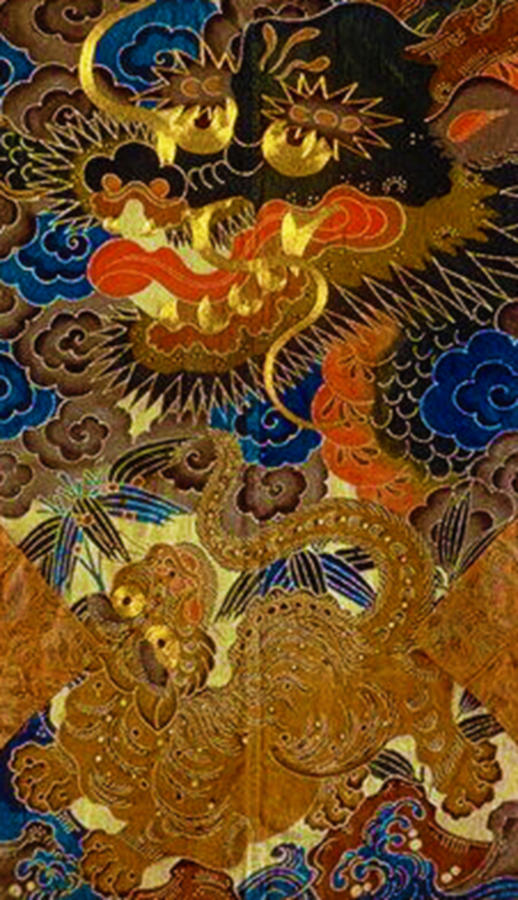 Dragon Tattoo Painting Silk Painting by Tony Rubino