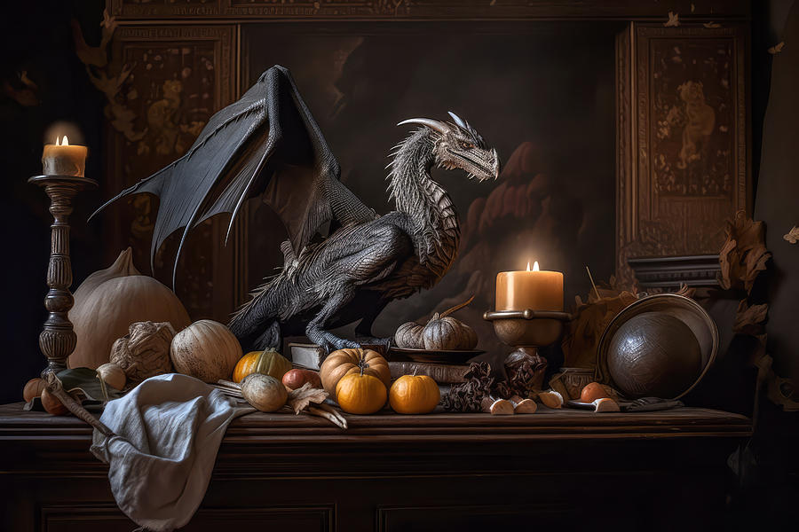 Dragon Thanksgiving Digital Art by Wes and Dotty Weber