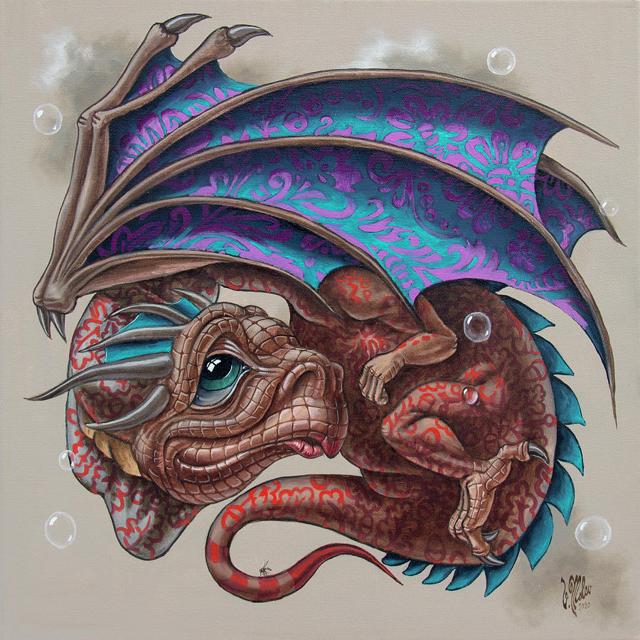 Dragon with mosquito Painting by Victor Molev