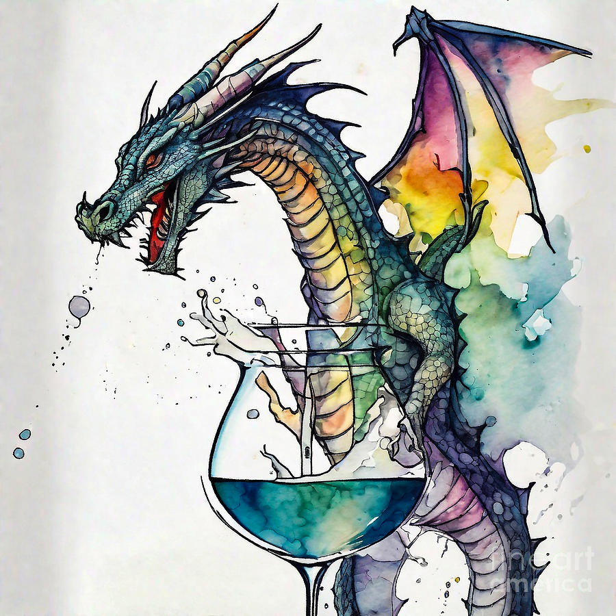 Dragon With Vodka Martini Drinks Painting