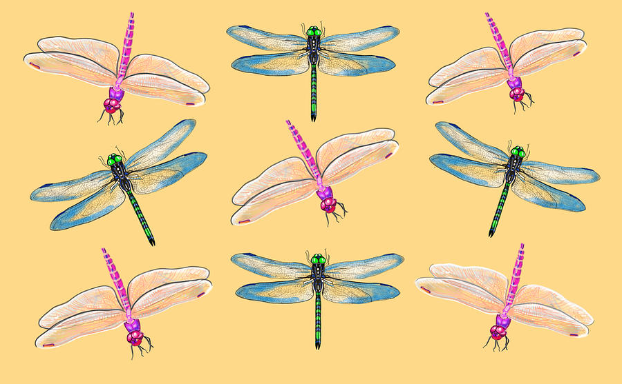 Dragonflies in Sunset Mixed Media by Judy Cuddehe
