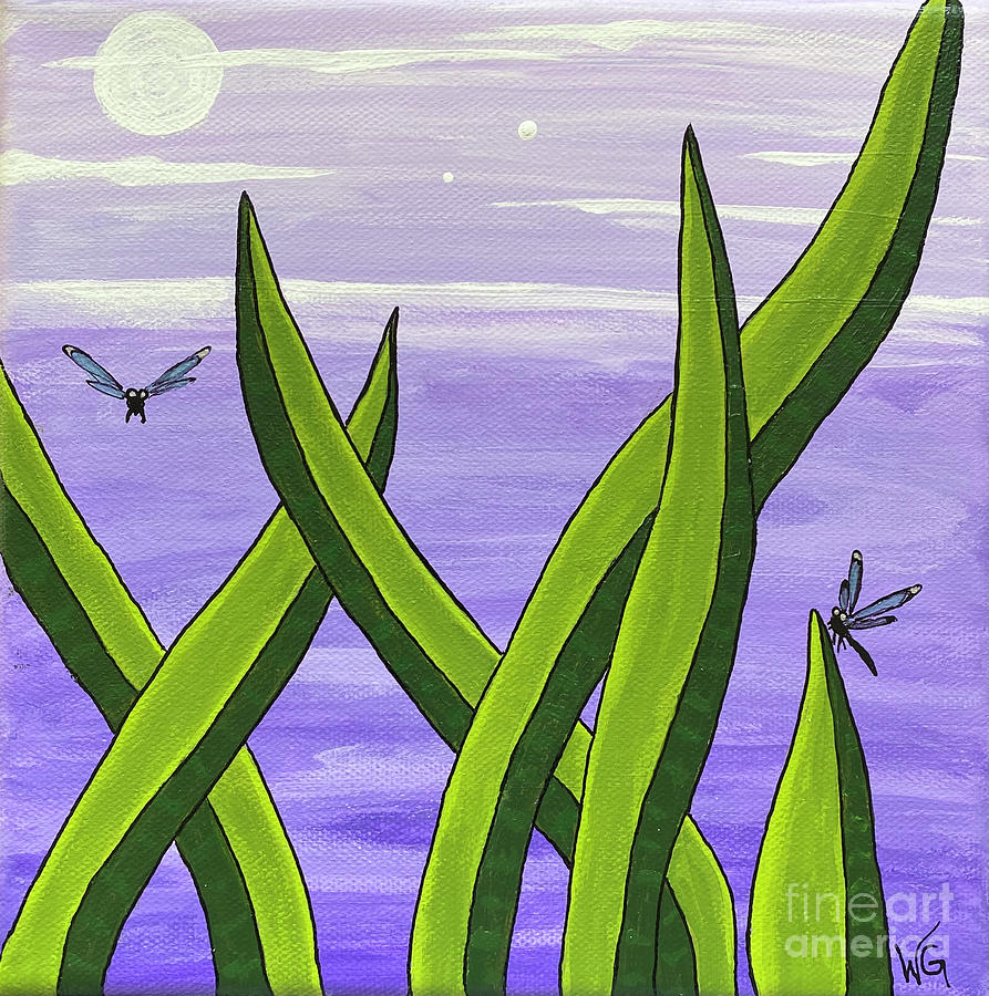 Dragonflies in the Grass Painting by Wendy Golden