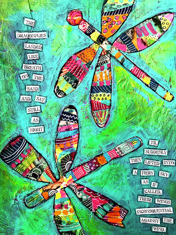 Dragonflies Landed Like Breath Mixed Media by Lynn Colwell