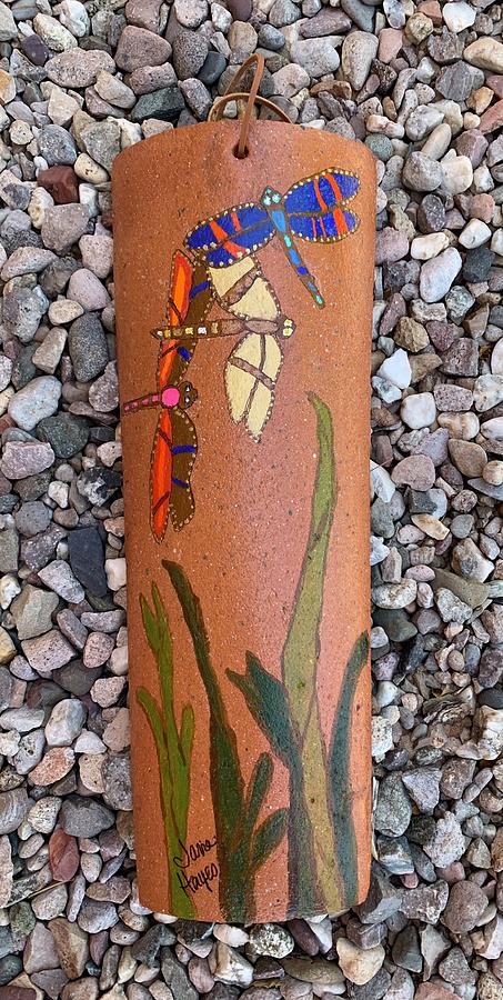 Dragonflies Roof Tile Painting by Jane Hayes