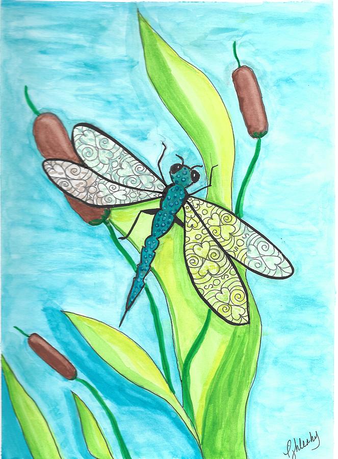 Dragonfly And Cattails Painting By Pamela Leahy - Fine Art America