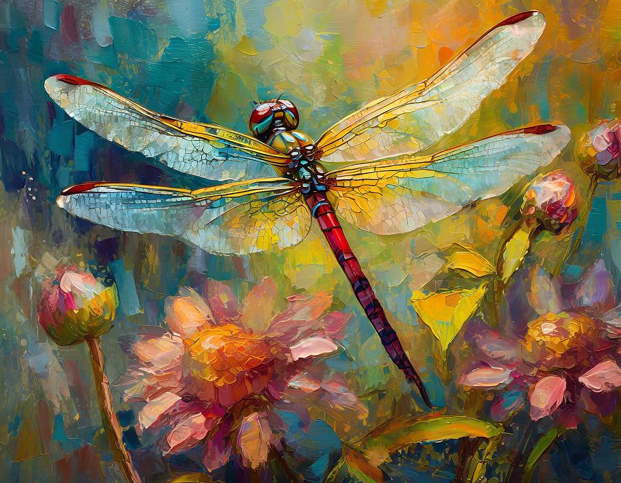 Dragonfly Elegance Mixed Media by Susan Rydberg
