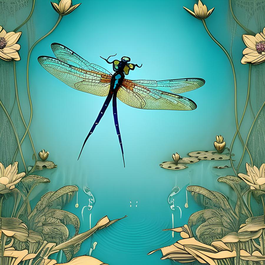 Dragonfly Into The Mist Mixed Media by Lesa Fine