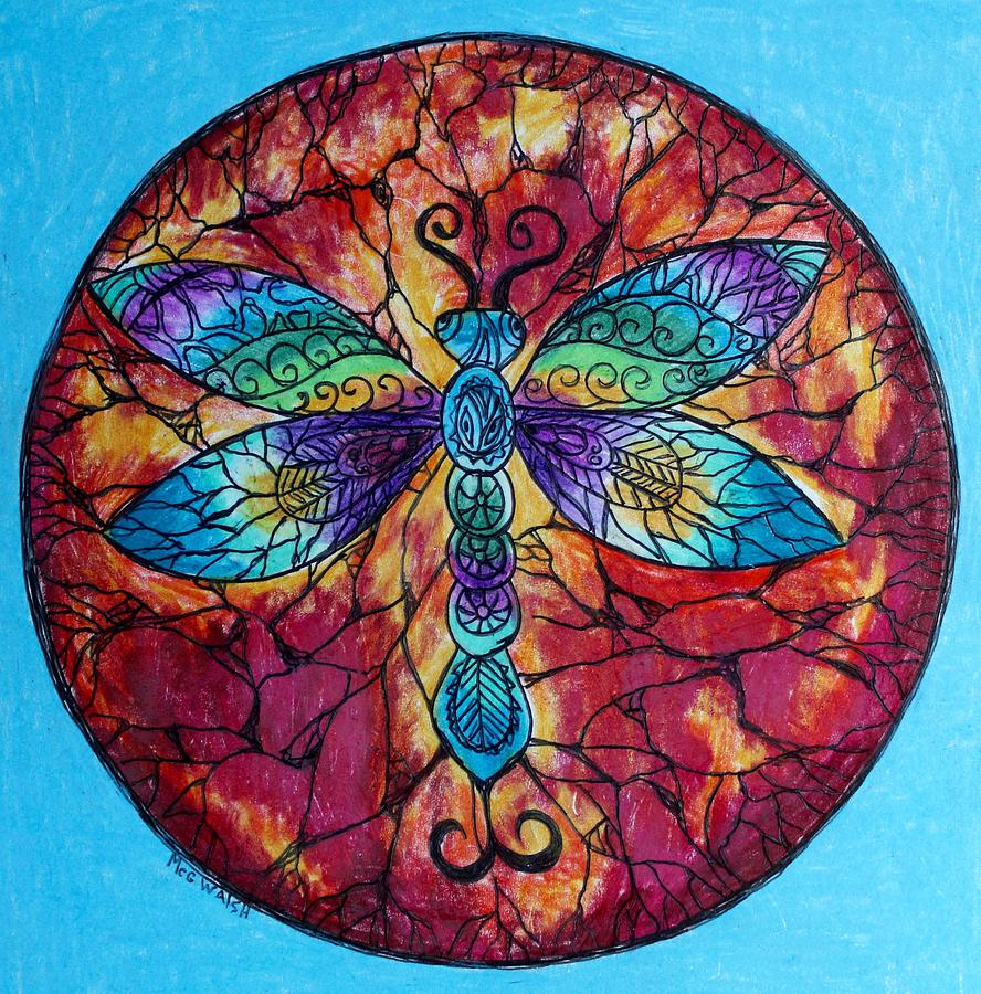 Dragonfly Mandala  Drawing by Megan Walsh
