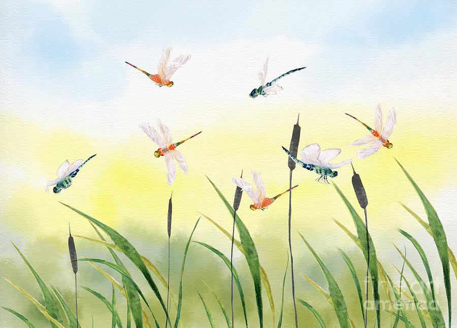 Nature Painting - Dragonfly Party  by Melly Terpening