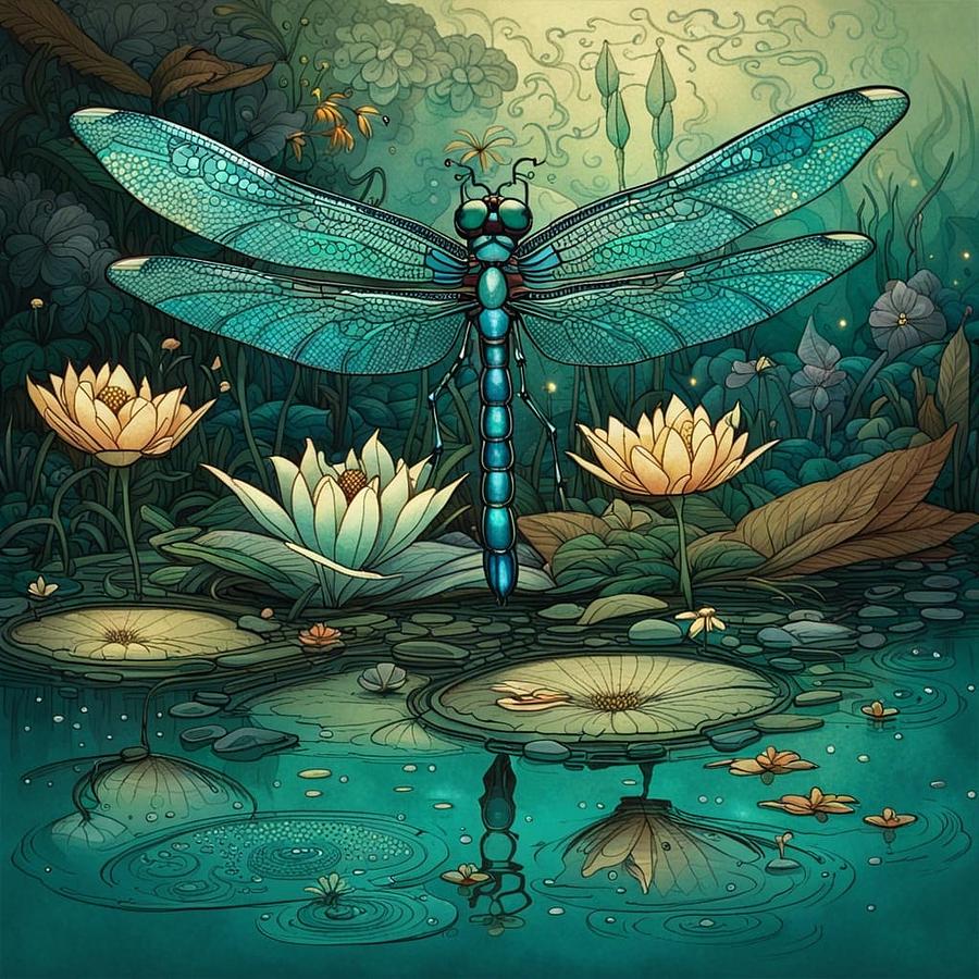 Dragonfly Rest Stop Mixed Media by Lesa Fine