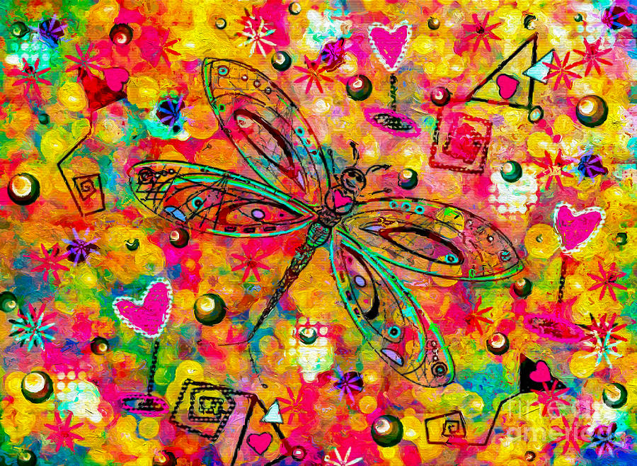 Dragonfly Whimsical Love Mixed Media