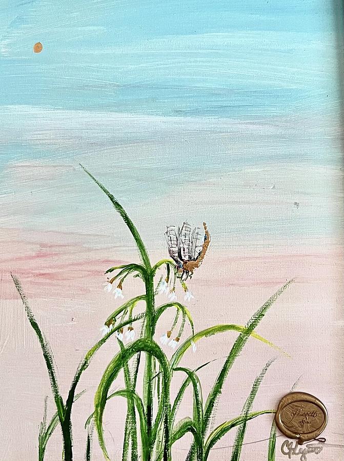 Dragonfly with Blooms  Painting by C F Legette