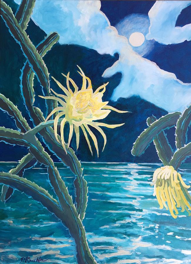 Dragonfruit/Full Moon Diptych side 1 Painting by Diane Renchler