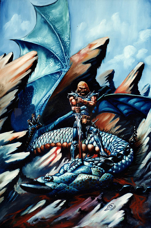 Fantasy Painting - Dragonslayer by T Ezell