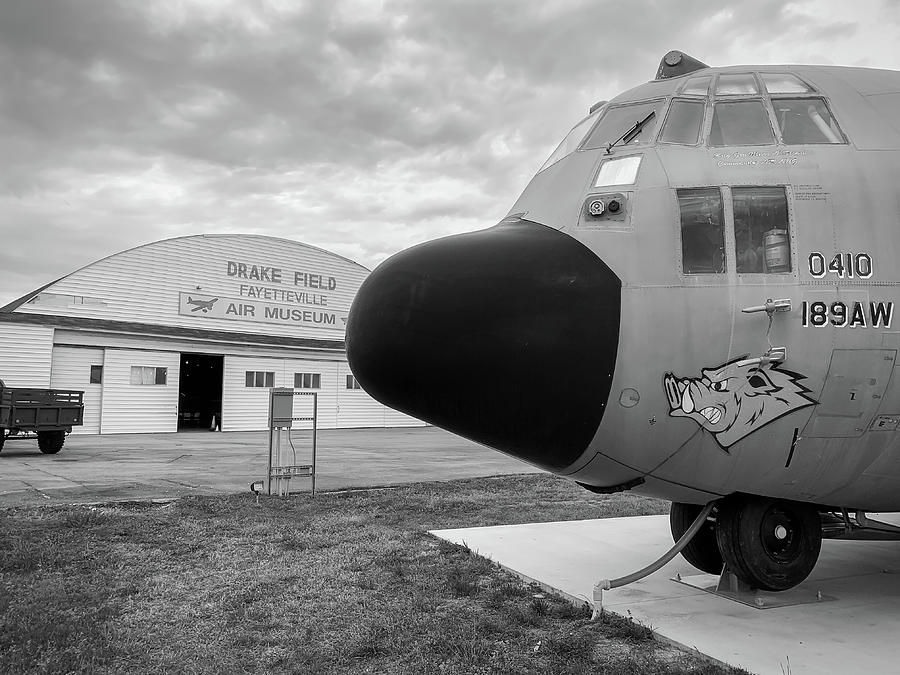 Drake Field Air Museum Fayetteville Arkansas - Black And White Photograph by Gregory Ballos