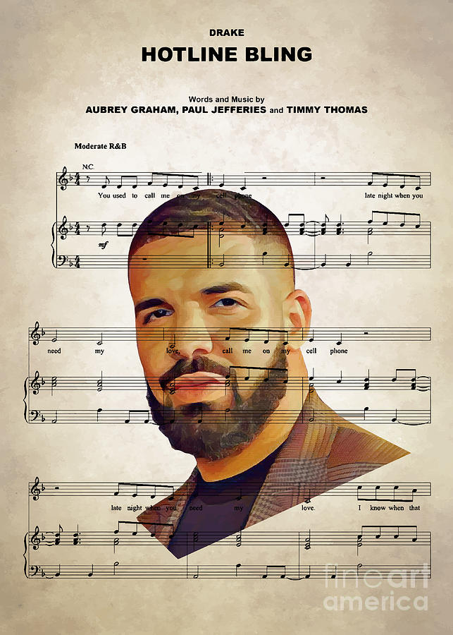 Drake Digital Art - Drake - Hotline Bling by Bo Kev