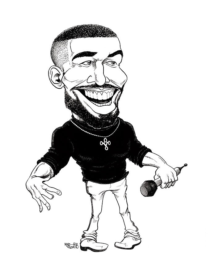 Drake Drawing by Mike Scott