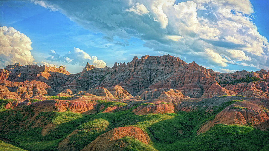 Dramatic Badlands Landscape Under Blue Sky Photograph by Dan Sproul