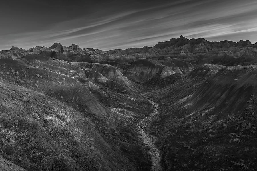 Dramatic Badlands Monochrome Landscape Photograph by Dan Sproul