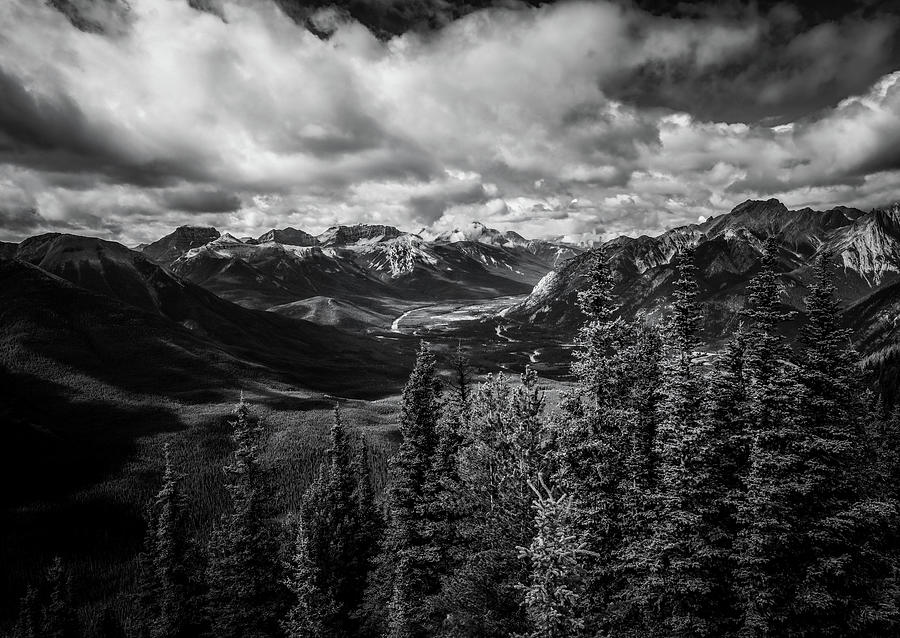 Dramatic Black And White Bow Valley Canada Photograph by Dan Sproul