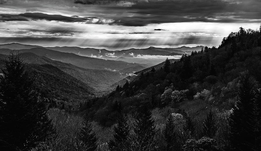 Dramatic Black And White Light Over Smoky Mountains Photograph by Dan Sproul