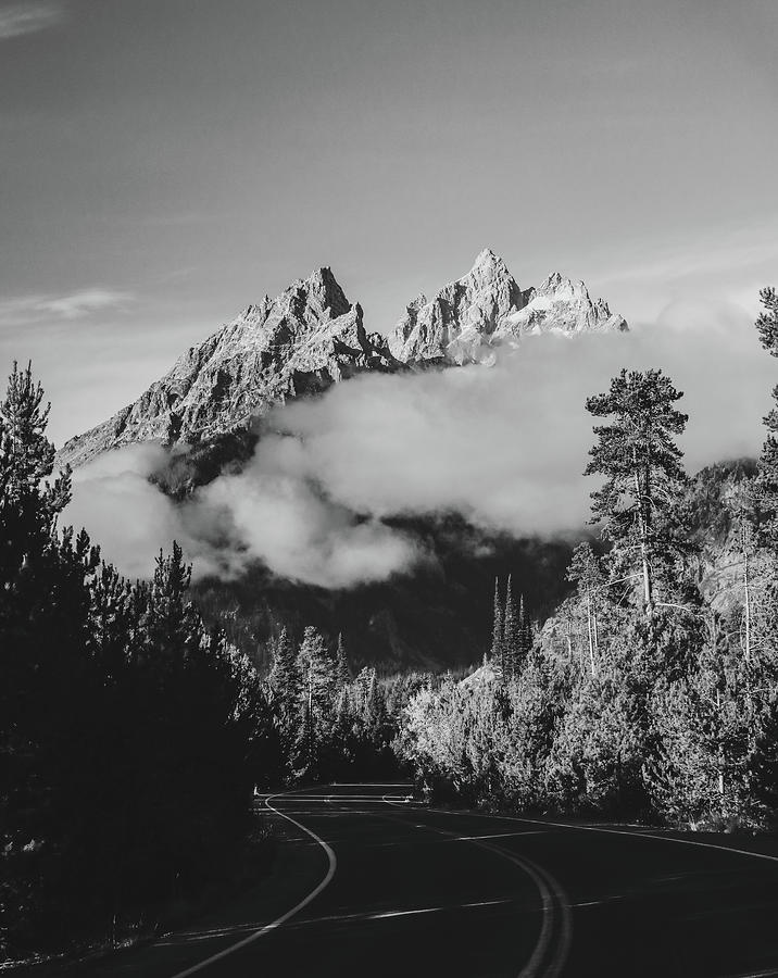 Dramatic Black And White Tetons Road Photograph by Dan Sproul