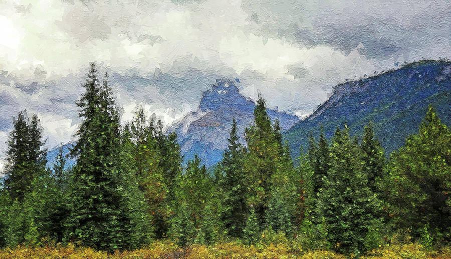Dramatic Mountain Landscape In Canada Painting by Dan Sproul