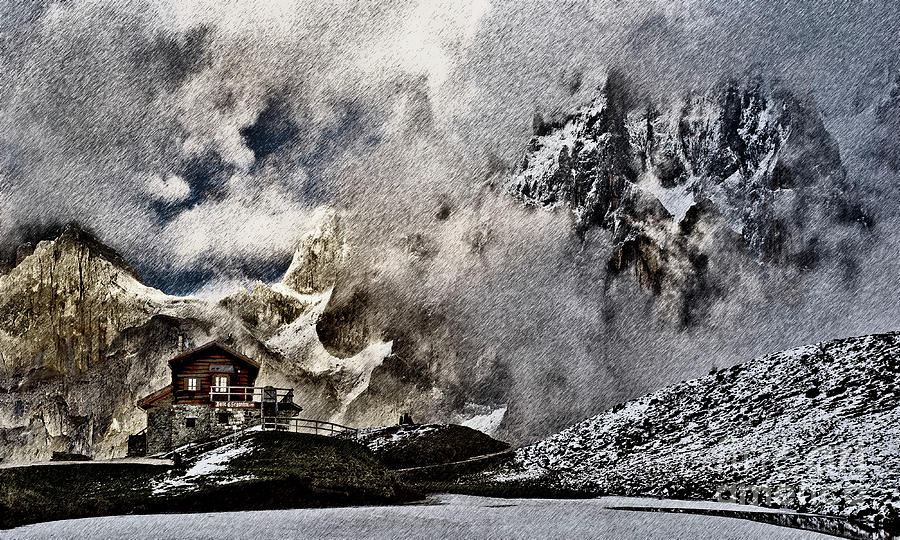 Dramatic mountain scenery, sepia Photograph by Tatiana Bogracheva