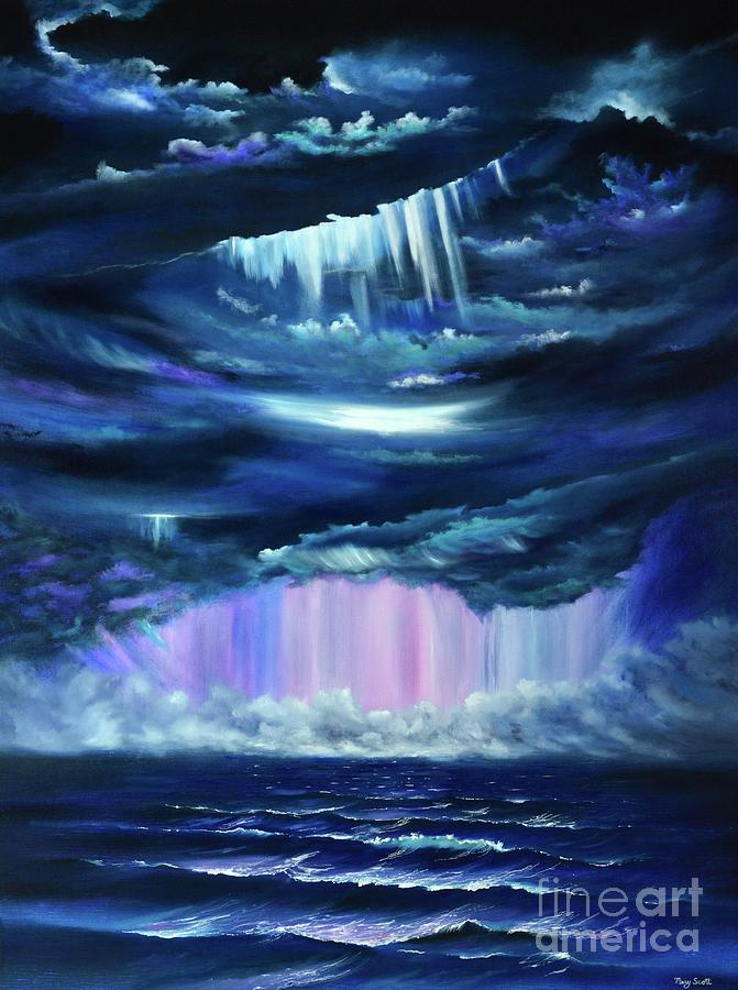 Dramatic Night Sky Painting by Mary Scott