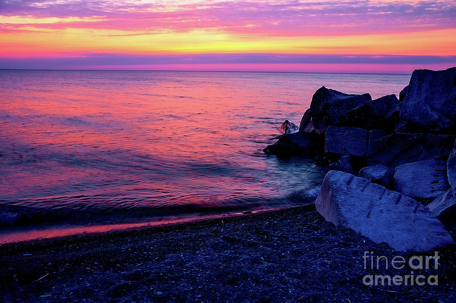 Dramatic Pink Sunrise Over Lake Ontario Photograph