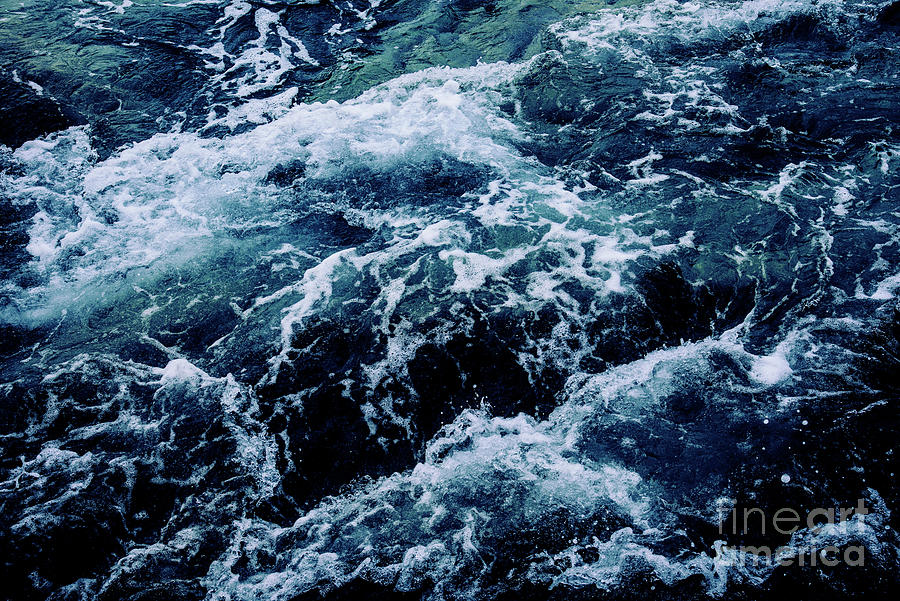 Dramatic sea waves storm from aerial view. Deep dark blue ocean  Photograph by Jelena Jovanovic