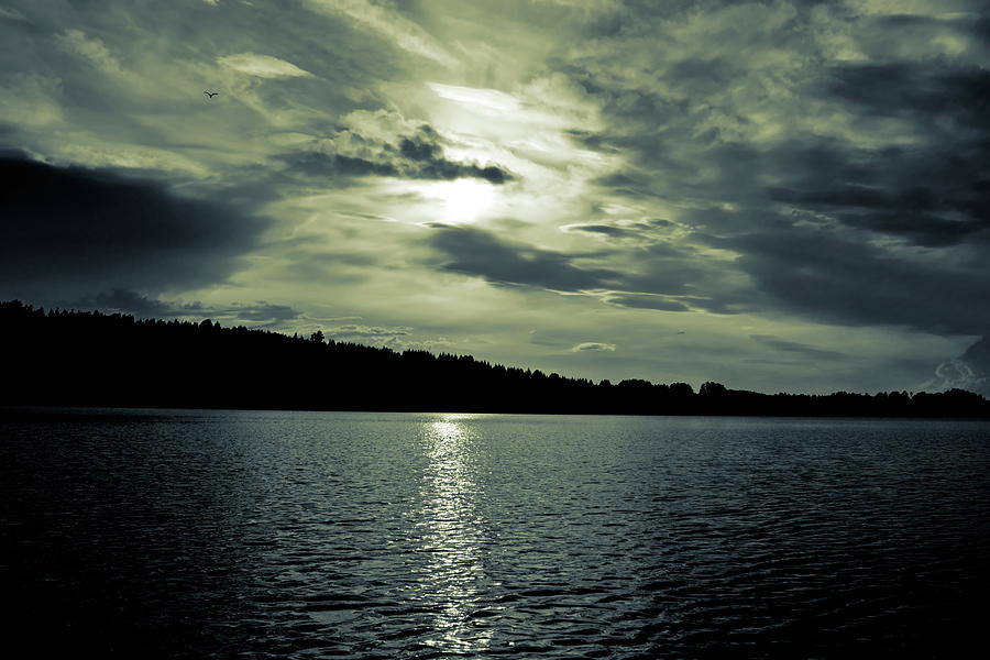Dramatic sky over a lake - duotone Photograph by Ulrich Kunst And Bettina Scheidulin