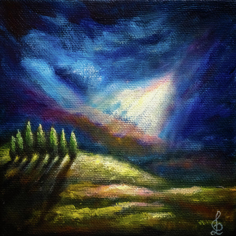 Dramatic sky Tuscany landscape Painting by Lilia D - Fine Art America