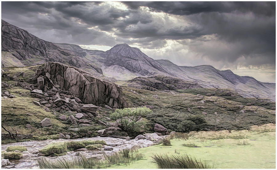 Dramatic Snowdonian landscape Digital Art by Roger Lighterness
