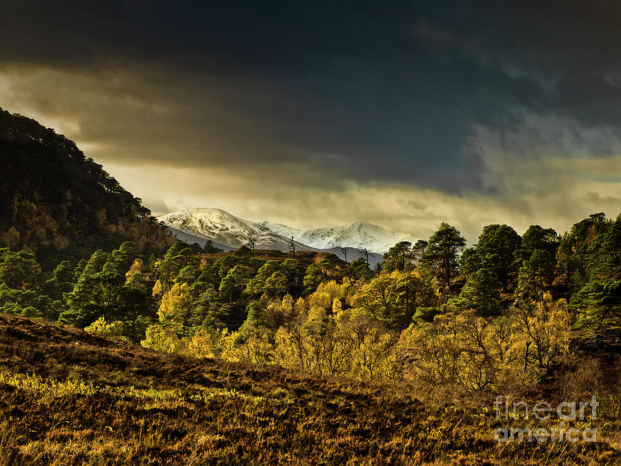 DRAMATIC STORMY LIGHT, CONTRAST VIVID BRIGHT distant mountains covered with snow SCOTTISH HIGHLAND  Photograph by Tatiana Bogracheva