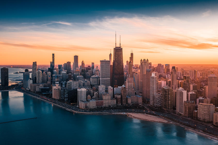 Dramatic Sunset - Downtown Chicago Photograph by Gian Lorenzo Ferretti Photography