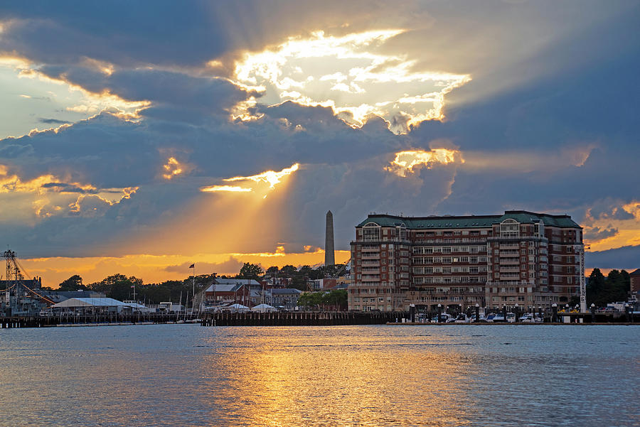 Dramatic Sunset over the Bunker Hill Monument in Charlestown MA from East Boston Photograph by Toby McGuire
