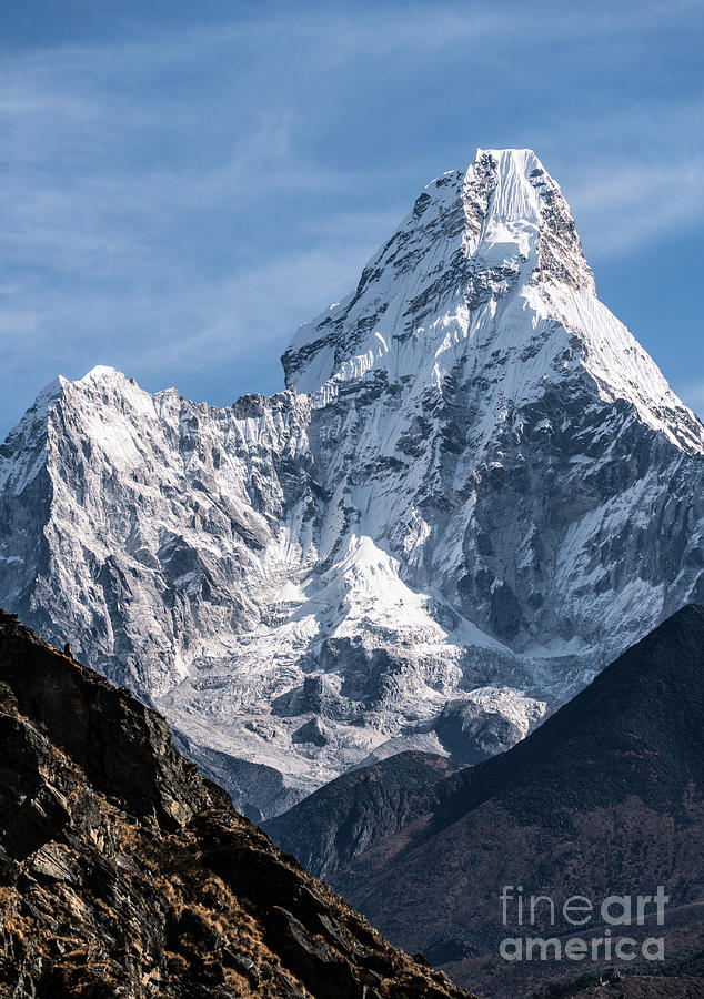 Dramatic view of the Ama Dablam peak near Namche Bazaar in the H Photograph by Didier Marti