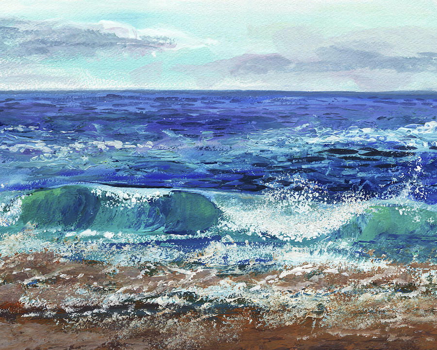 Dramatic Wave Dynamic Sea  Painting by Irina Sztukowski