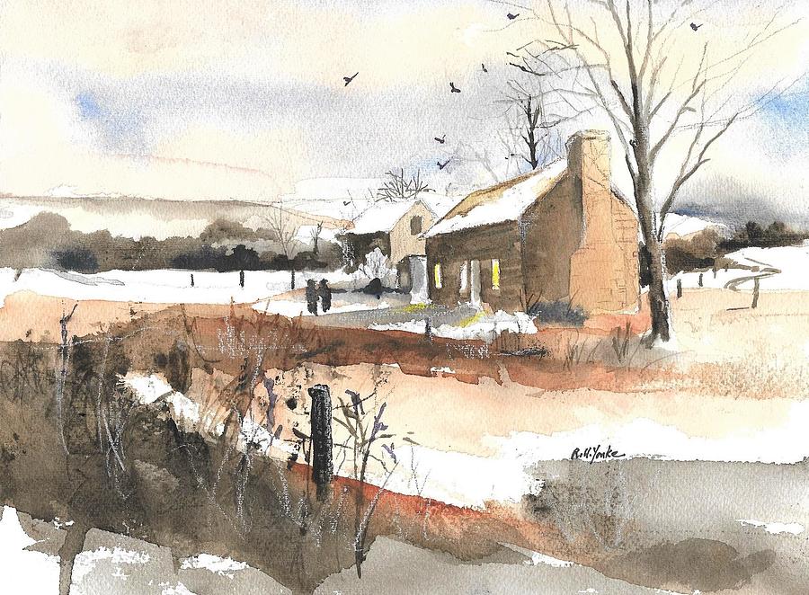 Drane House in Winter Painting by Robert Yonke